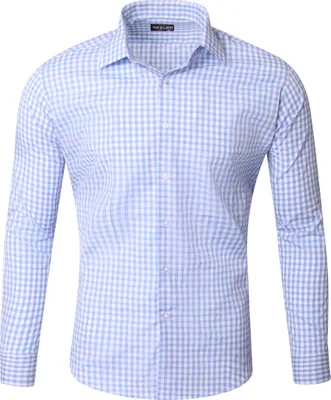 Produktbild von Reslad Herren Hemd Vichy Karomuster Langarmhemd RS-7007 Hellblau 2XL
