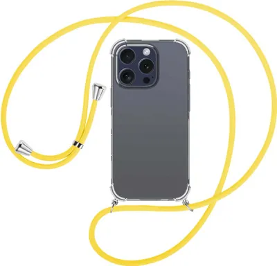 Produktbild von Handykette Backcover-Schutzhülle mit Band (Metall silberfarben) für iPhone 16 Pro - gelb