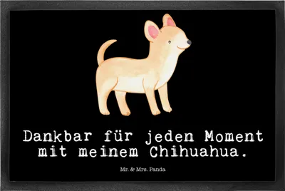 Produktbild von Mr. & Mrs. Panda Fussmatte Chihuahua Moment 50 x 75 cm - Schwarz - Geschenk, Fußabtreter, Schmutzfangmatte, Gummimatte, fußmatte, Bodenvorleger