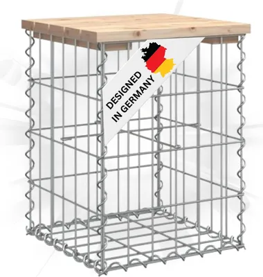 Produktbild von DELUKE® Gartenbank Gabionen BIKS aus Stahl | 33x31x42cm Kiefernholz Natur | Gabionenbank Gartentisch aus Gabionen Steinkorb Gabionengitter Ziergabione Drahtkorb befüllbar