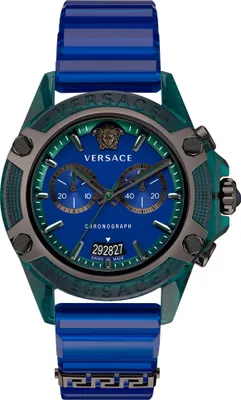 VERSACE ロコ彫刻イヤリンク 10189761A00620 3J000 Versace Uni Chronograph Icon Active fioletowo-czarny