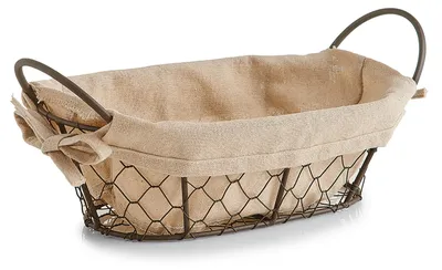 Produktbild von Zeller Brotkörbchen "Countrystyle", mit Griffen, Draht/Leinen - 26x17x9; 18090