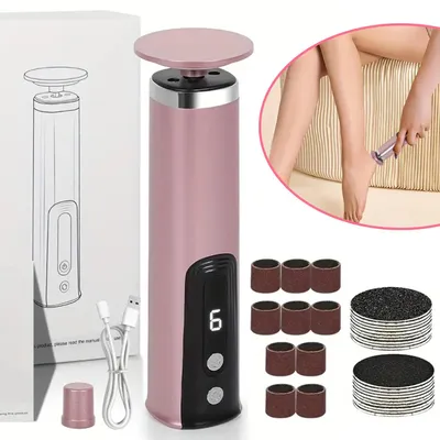 Produktbild von Electric Foot Callus Remover, 2-in-1 Hornhautentferner, mit Austauschbaren Fußfeilen, 6 Geschwindigkeiten