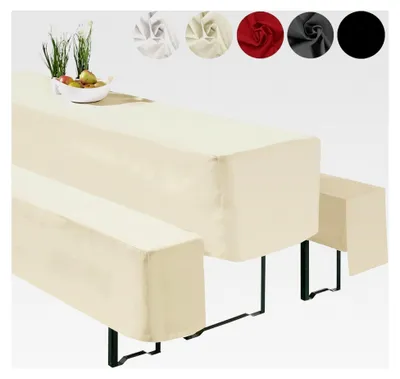 Produktbild von Hussen Set 3-teilig für Bierzeltgarnitur 1 Tischhusse und 2 Bankhussen Ecru für 50x220 cm Tisch