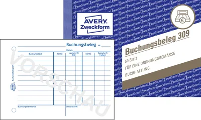 Produktbild von Avery Zweckform 309, Buchungsbeleg, A6 quer, 50 Originale, 50 Blatt