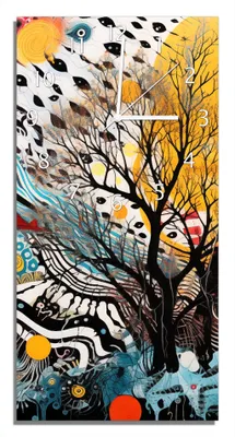 Produktbild von Wallario Design Wanduhr bedruckt, Größe 30 x 60 cm, Motiv: Abstrakter Sonnenaufgang