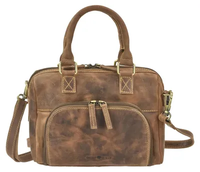 Produktbild von Greenburry Damen Handtasche Vintage Leder Antikbraun - Stilvolle Leder-Schultertasche im Retro-Look