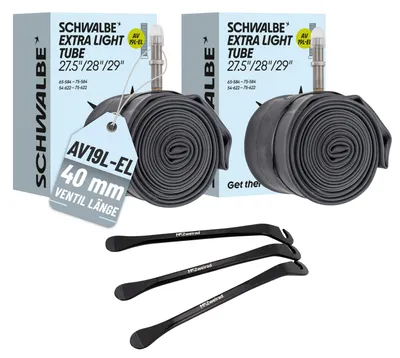 Produktbild von 2x Schwalbe Schlauch AV19L-EL 40mm (27.5"/28"/29") 54/75-584/622 Modell 2026 + Reifenheber