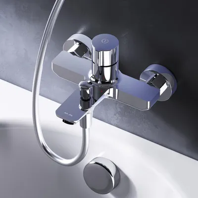 Productafbeelding van AM.PM Badkraan, chromen badarmatuur met touchfunctie, mengkraan voor bad, waterkraan voor bad, messing