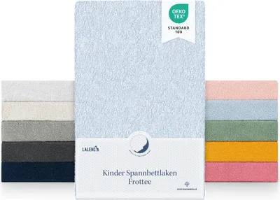 Produktbild von Laleni 2er Set Frottee Spannbettlaken 40x90cm -  es Bettlaken, Faltenfreie Spannbetttücher für Kinderbett, Babybett und Moses Körbchen Hellblau