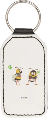 Produktbild von Mr. & Mrs. Panda schlüssel anhänger Hummeln Kleeblatt - Weiß - Geschenk, Schlüsselanhänger Mit Spruch, schlüsselbund, glücklich sein, Fröhlich, Positiv, Lustige Sprüche