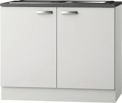 Produktbild von Optifit Spülenschrank inkl Spüle Lagos286 BxTxH 100 x 60 x 84,8 cm weiß glänzend zerlegt Anschlag reversibel KULG SAPL10