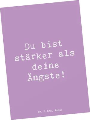 Produktbild von Mr. & Mrs. Panda Postkarte Spruch Angst überwinden - Lavendeltraum - Geschenk, Herausforderungen, Zuversicht, Ansichtskarten, Vertrauem, Fotokarte, Trost, Grußkarte
