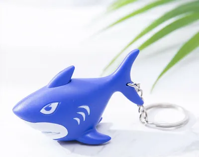 Produktbild von Hai-Tier-Anhänger, LED-Licht, Ton, Mini-Taschenlampe, Schlüsselanhänger, Schlüsselanhänger, Tasche, Ornament