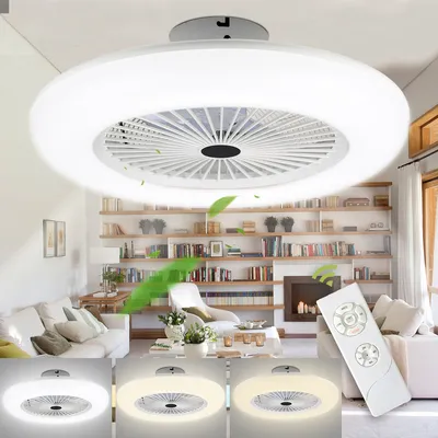 Zdjęcie produktu dla Jopassy 80W Wentylatory sufitowe Ściemnialna lampa LED Nowoczesny biały wentylator Zdalne sterowanie