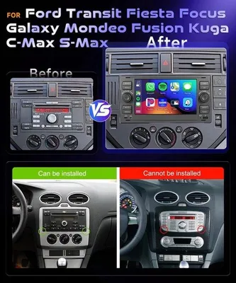 Productafbeelding van Autoradio 7 Inch Draadloze CarPlay Android Auto - 2-DIN Bluetooth USB WiFi GPS - HD Touchscreen FM RDS Radio - Voor Ford Transit Fiesta Focus Mondeo