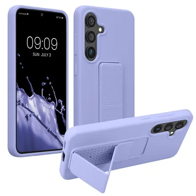 Produktbild von kwmobile Handyhülle für Samsung Galaxy S25 Hülle - TPU Silikon Case mit Fingerhalter und Stand - Schutzhülle Cover in Lavendel