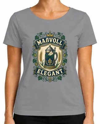 Produktbild von Maßvoll Elegant Bier Maßkrug Trachtenshirt Lederhose Damen T-Shirt, Grau, 3XL
