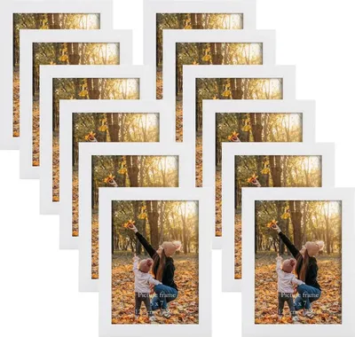 Produktbild von EXYGLO 12er Set Bilderrahmen 13x18 cm Weiß Fotorahmen Collage 18x13 Fotos Moderne Rahmen