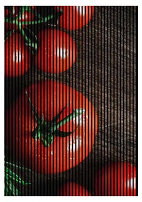 Produktbild von Akustikpaneele mit Digitaldruck Tomaten01 19 x 1693 x 2400 mm Topmaten Tisch MDF PET-Fasern Wandpaneele Rot Grün Braun 3 Einzelplatten