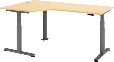 Produktbild von bümö Schreibtisch elektrisch XDSM - Nachbildung Ahorn, Gestell: Graphit, Größe: Eckschreibtisch 200 x 120 cm