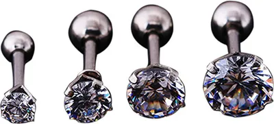 Produktbild von Männer Frauen Strass Knorpel Tragus Bar Helix Oberohr Ohrring Ohrstecker Schmuck-Silberweißer Diamant,5mm