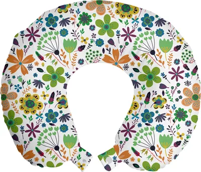 Produktbild von ABAKUHAUS Blume Reisekissen Nackenkissen, Spitz Petals Blumenkunst, Schaumstoff Reiseartikel für Flugzeug und Auto, 30x30 cm, Mehrfarbig Weiß
