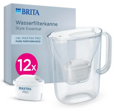 Produktbild von BRITA Wasserfilter Kanne Style Essential inkl. 12x BRITA MAXTRA PRO