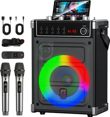 Obrázek produktu pro Karaoke stroj, bezdrátové mikrofony, připojení Bluetooth, černá barva