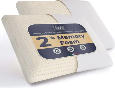 Produktbild von The White Stone 2er-Set Memory Foam Kissen, 40 x 70 cm, Höhe 11 cm, hypoallergen, ergonomisches und atmungsaktives Nackenkissen, Anti-Choking und Kühlfunktion