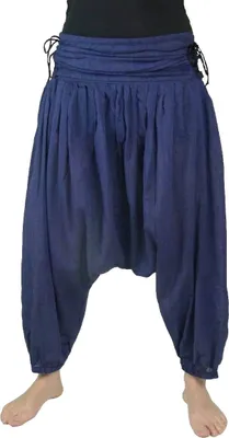Produktbild von Haremshose "Jaya" für Damen - Pumphose im Aladin-Stil - Pluderhose für Sport & Freizeit, blau L/XL