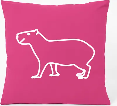Produktbild von Huuraa Kissen Capybara Silhouette 40x40cm mit Füllung Fuchsia Baumwolle Dekokissen Geschenkidee
