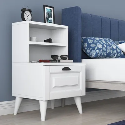 Immagine prodotto di Offagna - Comodino, 45x40x74h cm Bianco, un Ripiano