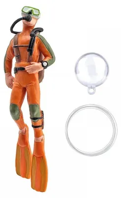 Immagine prodotto di Decorazione per acquario, figura di un sub, PVC, arancione