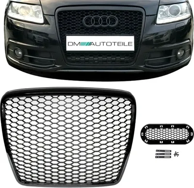 Produktbild von Kühlergrill Wabengrill Schwarz glanz + Halter passt für Audi A6 C6 4F 2008-2011