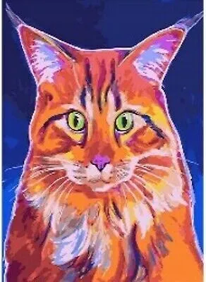 Produktbild von 50x40 cm Malen nach zahlen Set mit Holzrahmen Rote Katze