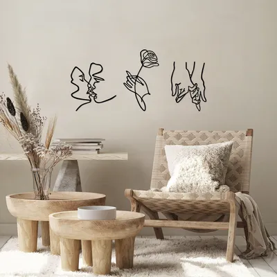 Immagine prodotto di Wallity, Rose Kissing Darling, Accessorio decorativo da parete in metallo, 100 % METALLO, Nero, 22 x 24 cm