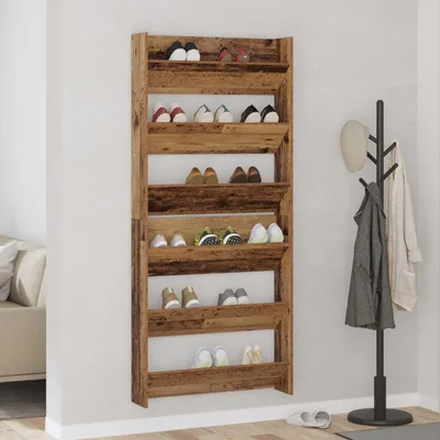 Immagine prodotto di vidaXL Scarpiera 2 pezzi Legno riciclato 85 x 18 x 90 cm Materiale ligneo