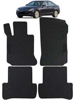 Immagine prodotto di Tappetini in gomma di alta qualità, anteriori e posteriori, per Mercedes-Benz Classe C (W204) e Classe C Estate (S204), dal 2007 al 2011