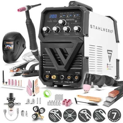 Obrázek produktu pro STAHLWERK svařovací stroj 3 v 1 combi AC/DC TIG 200 CUT ST - TIG & MMA do 200 A, plazmové řezání do 45 A, nerezová ocel, měď, hliník, titan, productTiles.product.images.aiGenerated