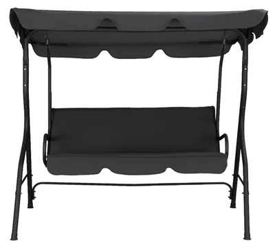 Image de Balançoire de jardin Peviasot 3 places, couleur anthracite, avec auvent réglable, balançoire de jardin à structure en acier pour le jardin, la terrasse ou le balcon