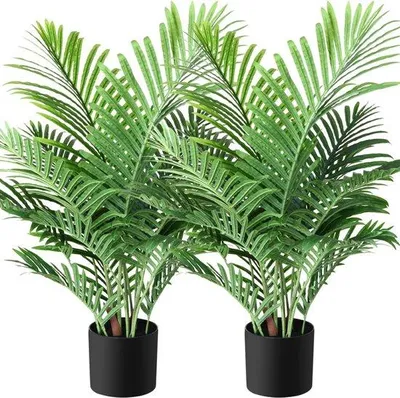 Produktbild von Kunstpalm Tropische Pflanze 90 cm in Topf Grün für Schlafzimmer Büro Garten Hochzeit Party Dekoration (2 Stücke)