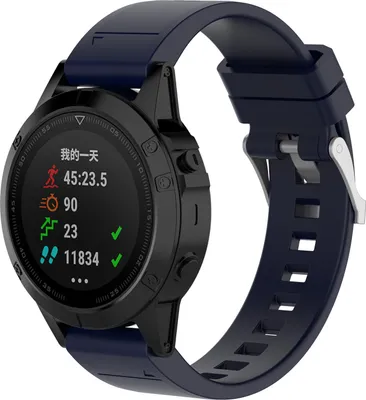 Produktbild von Strap-it Garmin Fenix 5s/6s glänzendes Silikonarmband (Dunkelblau)