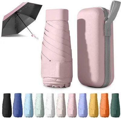 Obrázok produktu pre Unyqoos® Kompaktny, prenosný mini dáždnik s UV ochranou (LSF50) – odolný voči vetru a vode, 6 vystužených kovových výstuh, hliníková rukoväť, ultraľahký