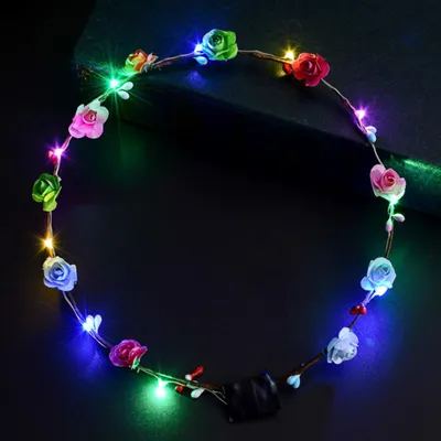 Obrázek produktu pro LED čelenka s květinami, girlanda, svítící věnec, svatební čelenka