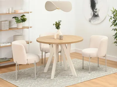 Immagine prodotto di Tavolo rotondo allungabile 100(180)x100 WENDER - rovere pietra / crema