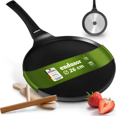 endusor Crepe Pfanne für Induktion mit Antihaftbeschichtung Crêpes, Pfannenkuchen und Pfannkuchen