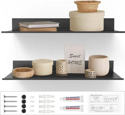 Produktbild von Famanu Wandregal aus Aluminium - Schwarz, glänzend