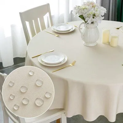 Produktbild von Famanu runde Tischdecke - wasserabweisend - fleckenabweisend beige Durchmesser 120 cm