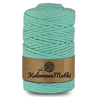 Zdjęcie produktu dla KoloroweMotki | Sznurek bawełniany z rdzeniem 100m 5mm Miętowy | Idealny do rękodzieła, makramy, na torebki, dywany, prac artystycznych